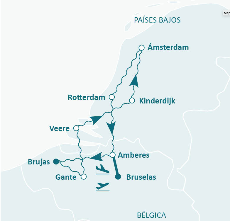 MAPA CRUCERO PAISES BAJOS ICARION KD MOMENTS CRUCEROS FLUVIALES RIN